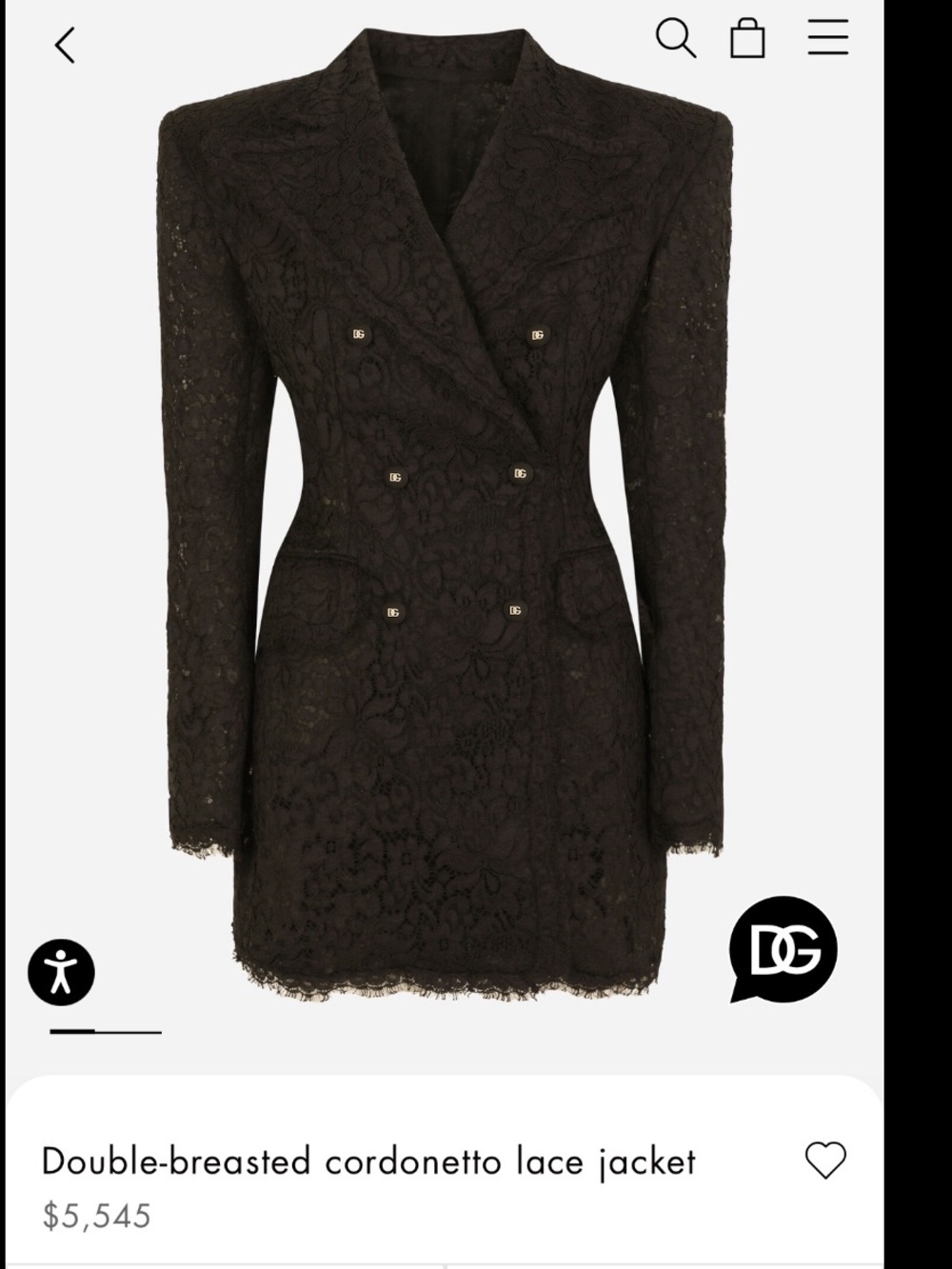 Dolce & Gabbana Black Lace Double-Breasted Blazer